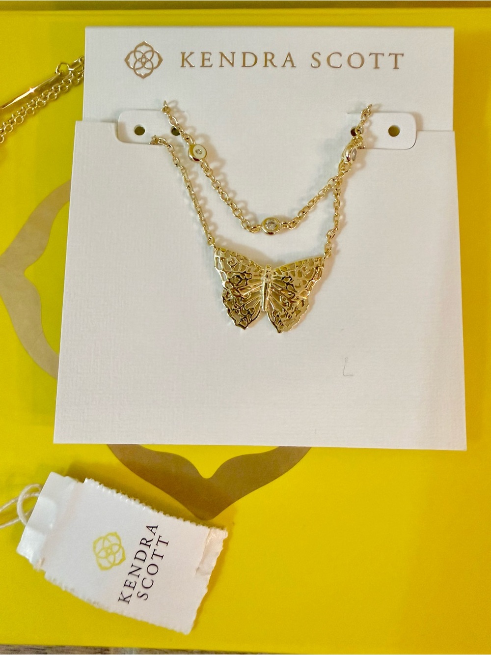 NWT Kendra Scott Gold Butterfly Double-Layer Necklace + GIFT BOX